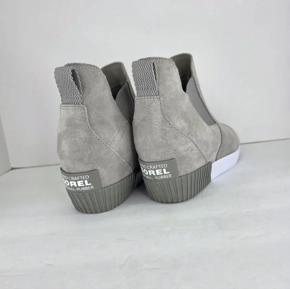 Sorel Women's Out N About Slip-On Casual Wedge Heeled Boot Grey White Size 8.5 - Picture 8 of 15
